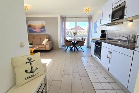 Wohnzimmer Ferienwohnung "Ankerplatz" am Schönberger Strand
