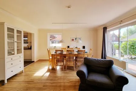 Wohnzimmer Ferienhaushälfte "Sandbank" Schönberger Strand an der Ostsee