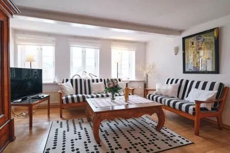 Wohnzimmer Ferienwohnung Hafenblick