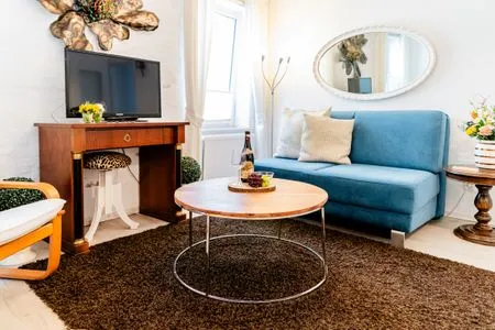Wohnzimmer Ferienwohnung Am Hafen