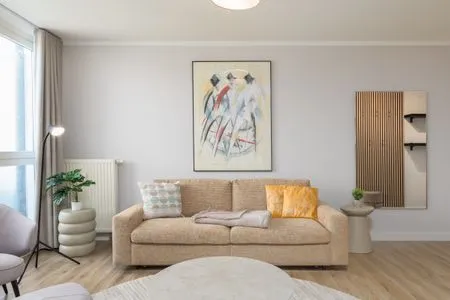 Ferienwohnung Windflüchter Zingst Wohnzimmer Sofa  Windflüchter