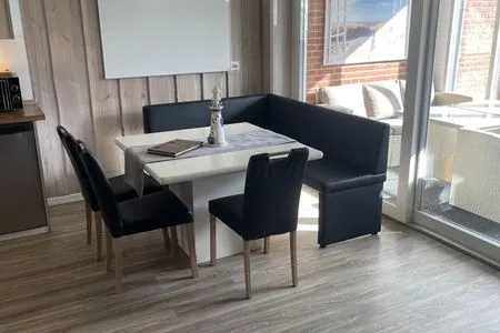 Wohnzimmer Dreibogen Ferienwohnung Lolle
