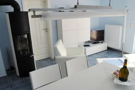 Wohnbereich mit TV und Kamin  de Obendtied - Wohnung 2