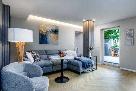 Wohnzimmer FeWo Ostsee Lounge - Meerblick, Sauna, Terrasse