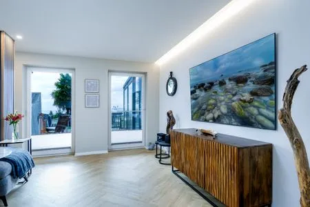 Wohnzimmer FeWo Ostsee Lounge - Meerblick, Sauna, Terrasse
