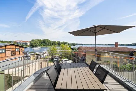 Ferienhaus Wasserblick Inselstadt Malchow - Blick von der Terrasse zum See  Wasserblick
