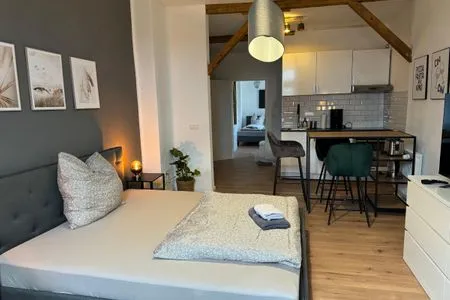 Wohnzimmer Gemütliches Dachgeschoss-Appartement "Nina" in Halle mit 2 Schlafzimmern und Stellplatz