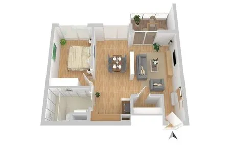 2 Ferienwohnung Sieglinde Hafenresidenz Waren (Müritz) – Grundriss der modernen Ferienwohnung mit Balkon und Seeblick  Sieglinde