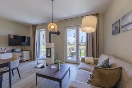 Ferienwohnung Großer Strandkorb Ostseebad Wustrow ZweiWasser Alte Seefahrtschule Gemütliches Wohnzimmer  Großer Strandkorb