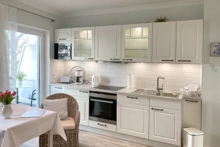 Küche / Küchenzeile Haus Anholt App. 35 - Strand in 50 Metern Appartment mit kleinem Meerblick