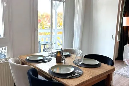 Wohnzimmer Ferienwohnung 334, Morgensonne