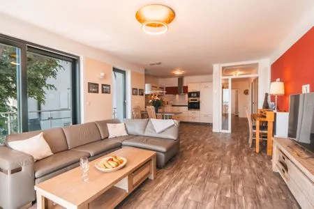Wohnzimmer Villa Friede-Marie, App. Ostseeweitblick - mit traumhaften Meerblick