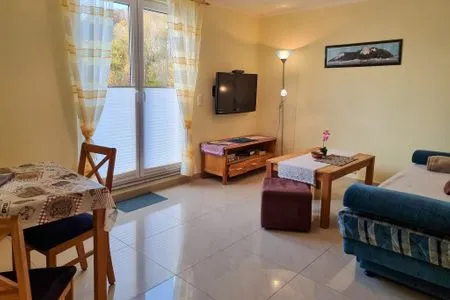 Wohnzimmer Ferienhaus Zum Kreideblick, FW Seepferdchen