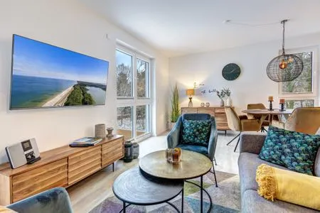 Wohnzimmer Bernsteinquartier, Whg. 05.56 "Meeresgold"