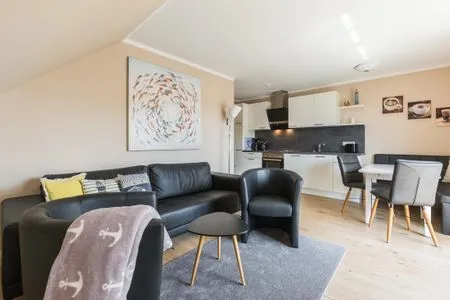 Wohnzimmer Haus Muschelsucher, Birkenstraße 7a, App. 5