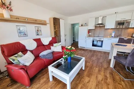 Wohnzimmer Villa Am alten Kreidebruch, FW Strandläufer mit Balkon