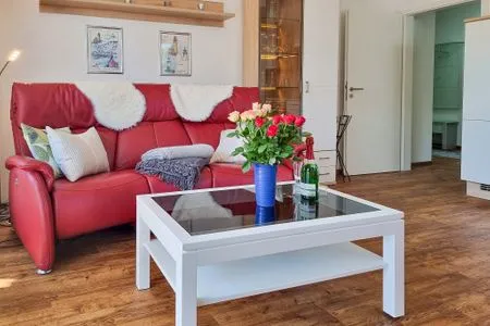 Wohnzimmer Villa Am alten Kreidebruch, FW Strandläufer mit Balkon