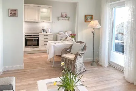 Küche / Küchenzeile Haus Anholt App. 36 - Auszeit zu Zweit mit Strandkorb auf dem Balkon