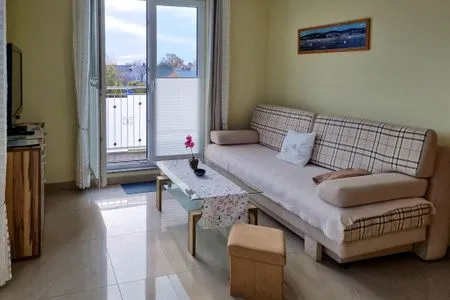 Wohnzimmer Ferienhaus Zum Kreideblick, FeWo Muschel