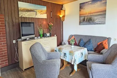 Wohnzimmer Ferienhaus am Wiesengrund auf Rügen- familienfreundlich mit Terrasse und Grill