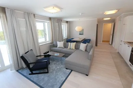 Wohnzimmer FeWo Meerzeit Dachterrasse & Spa in Block 1