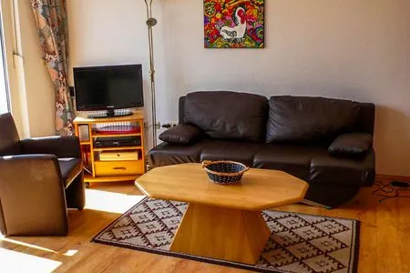 Wohnzimmer Ferienwohnung Nest am Meer