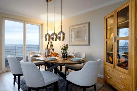 Wohnzimmer FeWo Seeadler - Sauna, Meerblick, Dachgeschoss