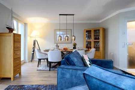 Wohnzimmer FeWo Seeadler - Sauna, Meerblick, Dachgeschoss