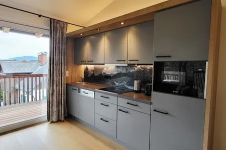 kitchen Mountain View by Alpenidyll Apartments