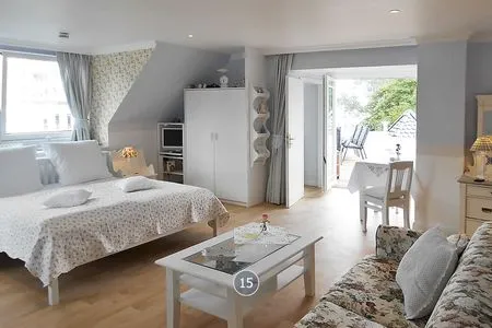 Schlafzimmer Haus Midsommer App. 15 - Penthouse über drei Ebenen – Meerblick & Strandkorb auf der Dachterrasse