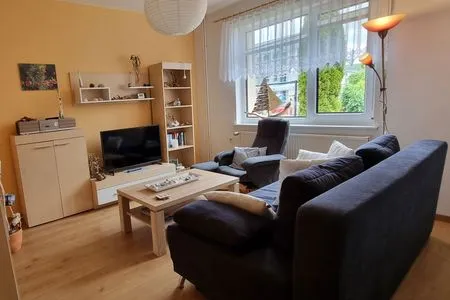 Wohnzimmer Ferienwohnung Kollwitz -  ganz nah am Sassnitzer Stadthafen