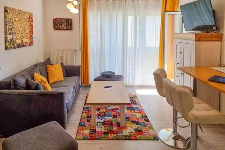 Wohnzimmer Ferienwohnung Sonnenblick - zentral in der Hafenstadt Sassnitz
