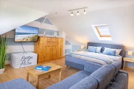 Wohnzimmer Haus Lüttje Hörn Apartment Meer