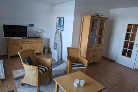 Wohnzimmer Fewo "An de Waterkant" - Leuchtturmblick, Balkon