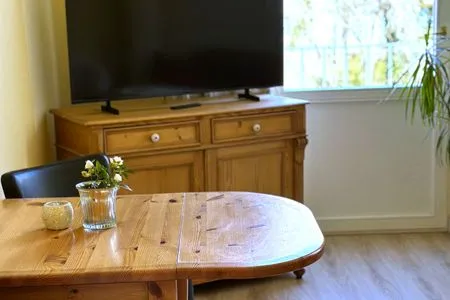 Wohnzimmer Strandvilla Seepferdchen App. 11