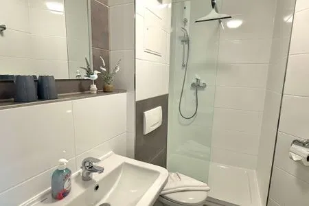 Badezimmer Ferienwohnung Kranichnest in ländlicher Lage auf Rügen
