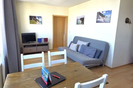 Wohnzimmer Villa Seeblick App. 408 mit herrlichem Meerblick in Sassnitz auf Rügen