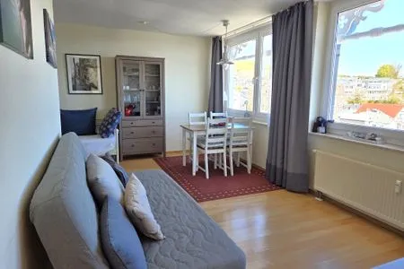 Wohnzimmer Villa Seeblick App. 408 mit herrlichem Meerblick in Sassnitz auf Rügen