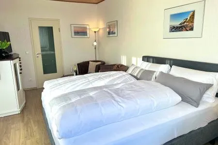 Bett Ferienhaus Seeblick in Sassnitz auf Rügen mit Terrasse