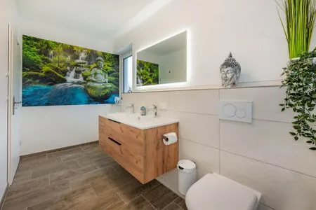 Badezimmer Ferienhaus Abendsonne