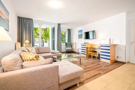 Ferienwohnung Leuchtturm Blick in den offenen Wohnbereich  Leuchtturm