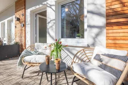 Terrasse Green Village Ferienwohnung Igelnest