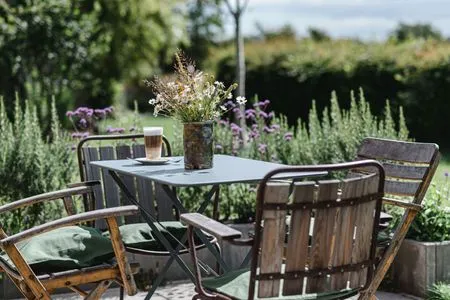 Terrasse direkt angrenzend an die Wohnküche Ferienhaus Friedrich 15