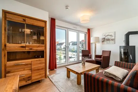 Ferienwohnung Müritzquartier No.13 Hafenresidenz Waren (Müritz) - Wohnzimmer mit Hafenblick  Müritzquartier No.13