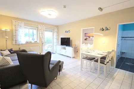 Wohnzimmer Ferienwohnung "Lieblingsplatz" in Kalifornien an der Ostsee
