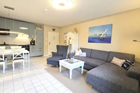 Wohnzimmer Ferienwohnung "Lieblingsplatz" in Kalifornien an der Ostsee