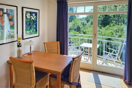 Wohnzimmer Ferienwohnung Meeresruh nur 150 m zum Strand mit Balkon