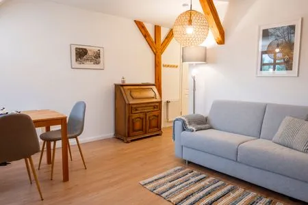 Wohnzimmer Lassen Hof Ferienwohnung 'Haferkammer' in Brodersby an der Schlei