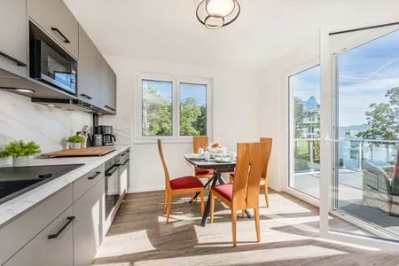 Küche / Küchenzeile Ferienwohnung Pia mit Fitness, Sauna  und Freizeitbereich