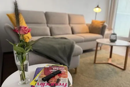 Wohnzimmer Ferienwohnung im Haus Strandstr.22 Hoja App. 63/ TG Platz Nr. 105  obere Ebene